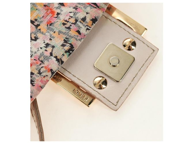 Borsa a tracolla FENDI Zucchino Canvas Mamma Baguette Rosa Oro Auth 165298SAV - vista 21