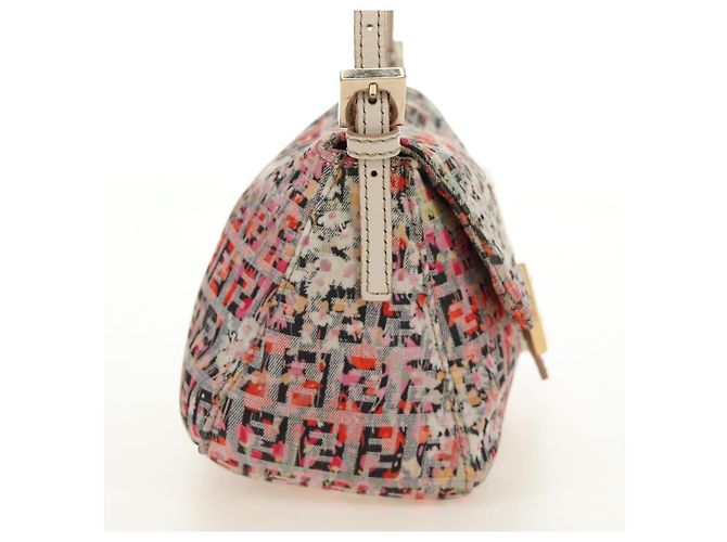 Borsa a tracolla FENDI Zucchino Canvas Mamma Baguette Rosa Oro Auth 165298SAV - vista 4
