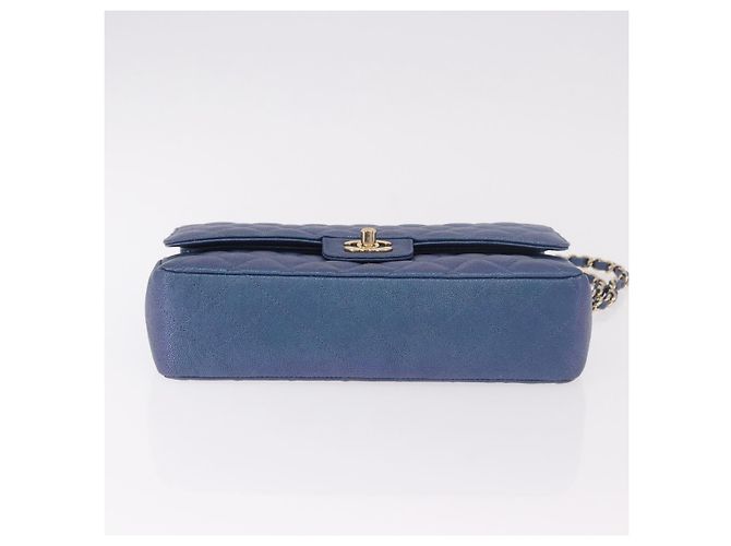 CHANEL Borsa a Spalla Chain Matelasse 25 Pelle di Caviale Blu Oro CC Auth 185395SM D'oro - vista 5