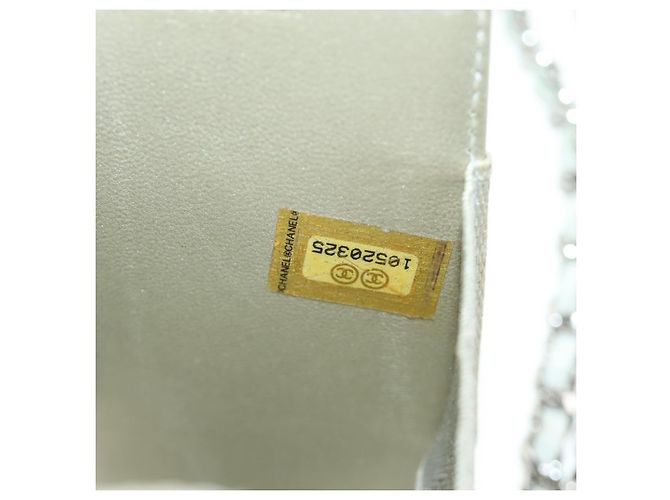 CHANEL icon Chain Shoulder Pouch Lamb Skin White Silver CC Auth 184233A Argento Bianco - vista 12