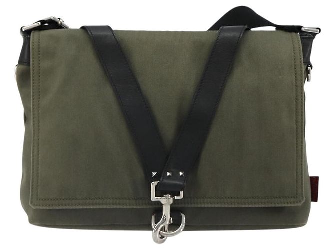 Borsa a tracolla VALENTINO Canvas Khaki Silver Auth bs35528 Argento Cachi - vista 13