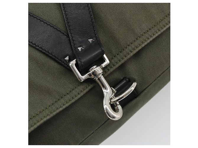 Borsa a tracolla VALENTINO Canvas Khaki Silver Auth bs35528 Argento Cachi - vista 17