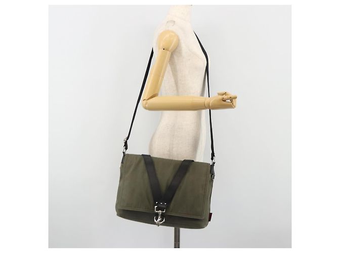 Borsa a tracolla VALENTINO Canvas Khaki Silver Auth bs35528 Argento Cachi - vista 24
