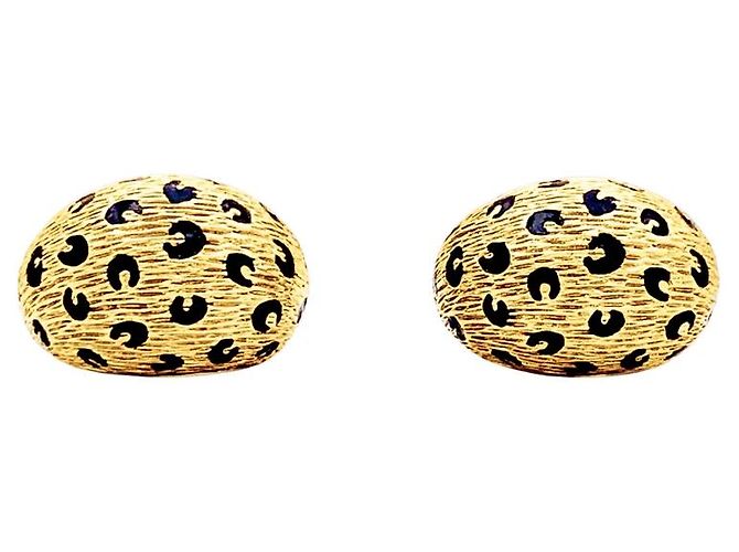Orecchini Fred Paris "Léopard", oro giallo ed smalto. - vista 2