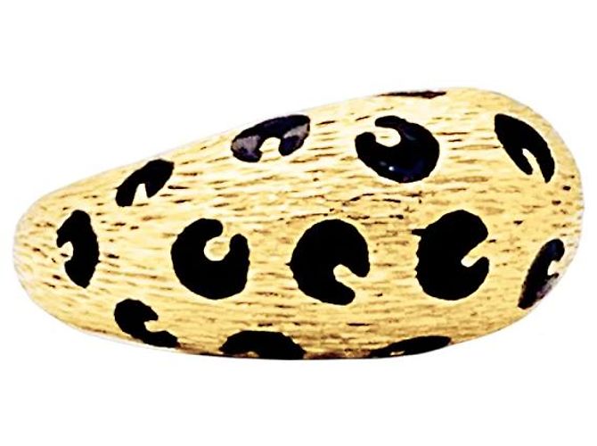 Fred Paris, "Léopard" Ring, Gelbgold, schwarzer Emaille. - Ansicht 2