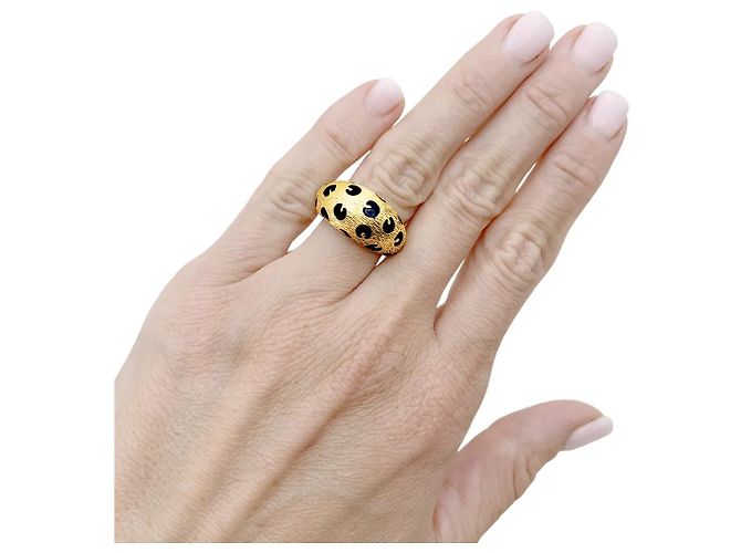 Fred Paris, "Léopard" Ring, Gelbgold, schwarzer Emaille. - Ansicht 5