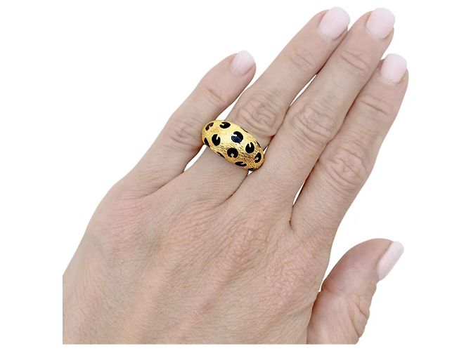 Fred Paris, "Léopard" Ring, Gelbgold, schwarzer Emaille. - Ansicht 6