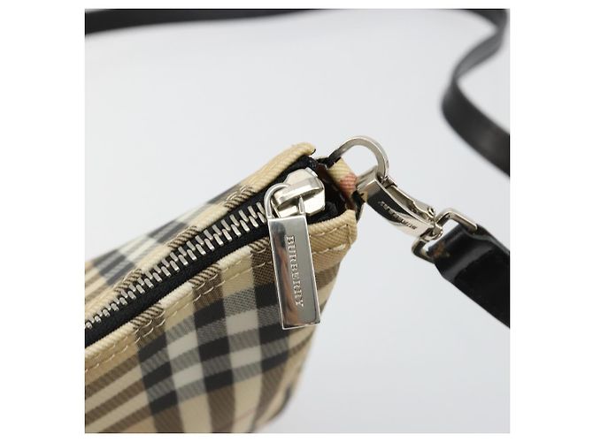 Borsa a Spalla BURBERRY Nova Check PVC Beige Argento Auth 183108A - vista 10