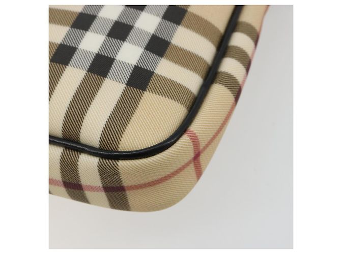 Borsa a Spalla BURBERRY Nova Check PVC Beige Argento Auth 183108A - vista 15