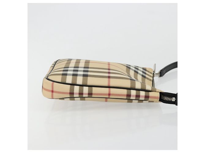 Borsa a Spalla BURBERRY Nova Check PVC Beige Argento Auth 183108A - vista 3