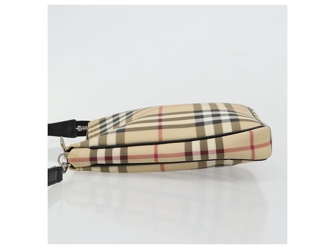 Borsa a Spalla BURBERRY Nova Check PVC Beige Argento Auth 183108A - vista 4