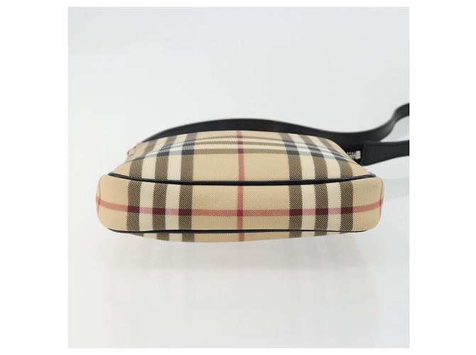 Borsa a Spalla BURBERRY Nova Check PVC Beige Argento Auth 183108A - vista 5