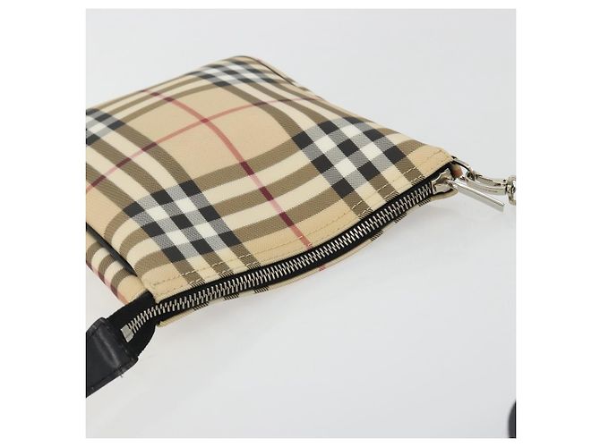 Borsa a Spalla BURBERRY Nova Check PVC Beige Argento Auth 183108A - vista 6