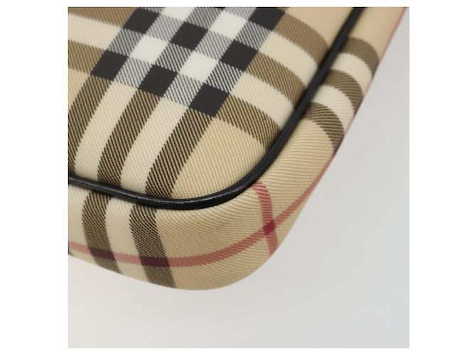 Borsa a Spalla BURBERRY Nova Check PVC Beige Argento Auth 183108A - vista 9