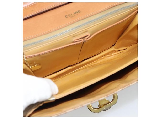 Céline CELINE Macadam Canvas Schultertasche PVC Beige Gold Authentisch bs35577 Golden - Ansicht 11