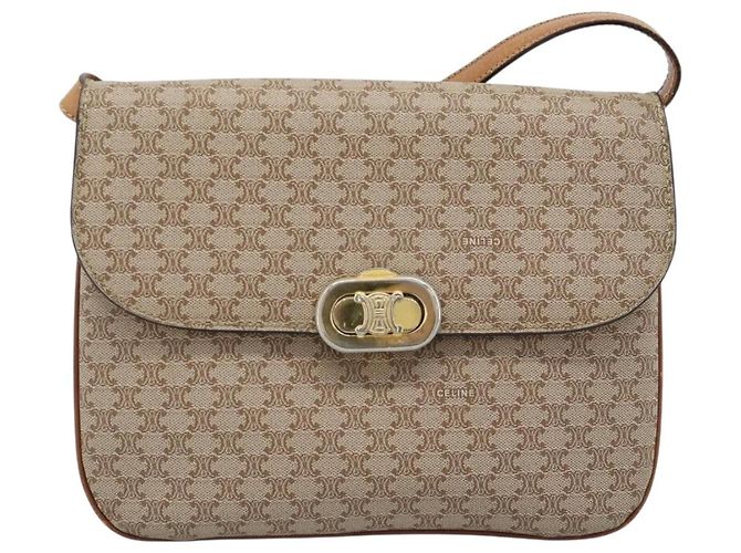Céline CELINE Macadam Canvas Schultertasche PVC Beige Gold Authentisch bs35577 Golden - Ansicht 13