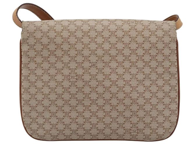 Céline CELINE Macadam Canvas Schultertasche PVC Beige Gold Authentisch bs35577 Golden - Ansicht 2