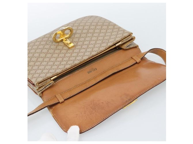Céline CELINE Macadam Canvas Schultertasche PVC Beige Gold Authentisch bs35577 Golden - Ansicht 9