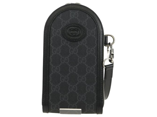 Borsa a tracolla GUCCI GG Supreme PVC Nero Argento 724351 Auth 183126M - vista 13