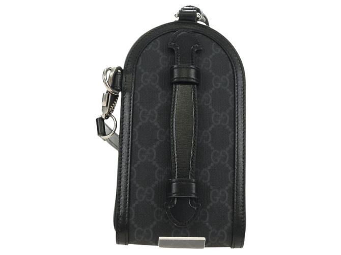 Borsa a tracolla GUCCI GG Supreme PVC Nero Argento 724351 Auth 183126M - vista 2
