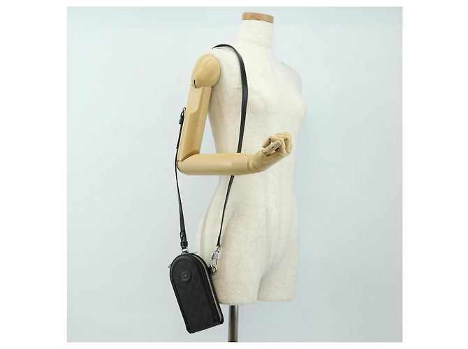 Borsa a tracolla GUCCI GG Supreme PVC Nero Argento 724351 Auth 183126M - vista 26