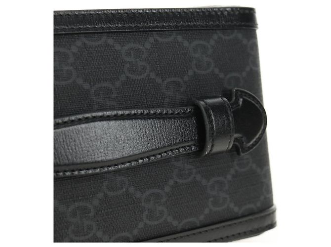 Borsa a tracolla GUCCI GG Supreme PVC Nero Argento 724351 Auth 183126M - vista 3