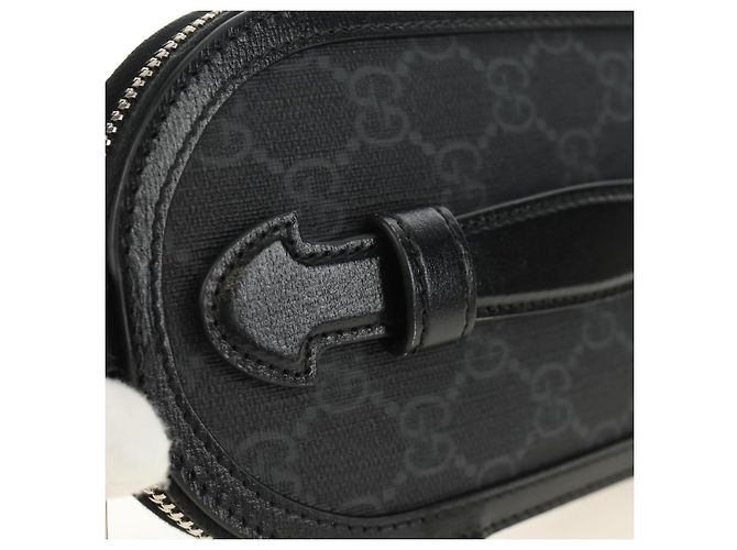 Borsa a tracolla GUCCI GG Supreme PVC Nero Argento 724351 Auth 183126M - vista 4