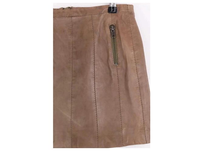 Minifalda de cuero marrón Swildens Castaño - vista 2