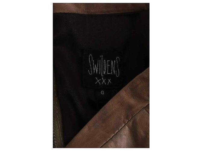 Minifalda de cuero marrón Swildens Castaño - vista 5