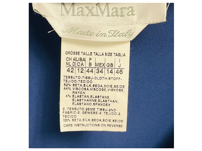 Abito midi in raso di seta a maniche corte blu navy Max Mara - vista 4