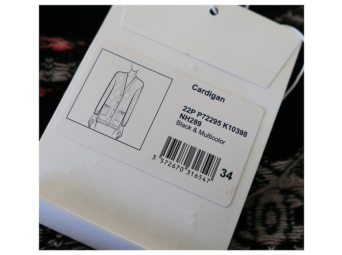 Chanel Kaschmir-Cardigan Logo Charm 22P Schwarz Mehrfarben - Ansicht 10