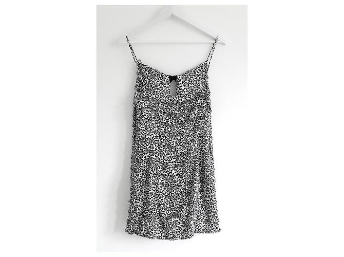 Abito corto in seta Chanel stampa leopardata e fiocco 22P Nero Bianco Stampa leopardo - vista 7