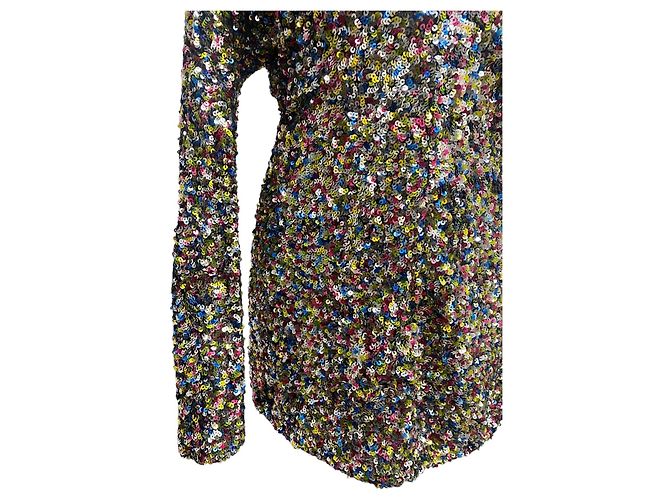 Abito con paillettes multicolore con scollo a V e maniche lunghe di The Attico - vista 3
