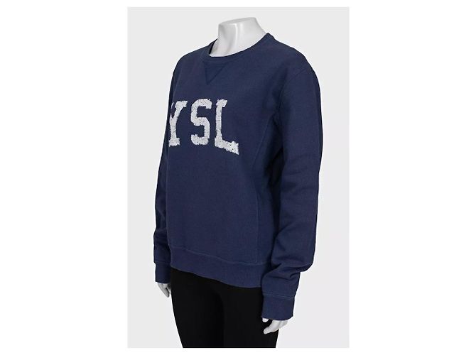 Saint Laurent Sweatshirt aus Baumwolle in Blau mit Logo - M gebraucht - Ansicht 2