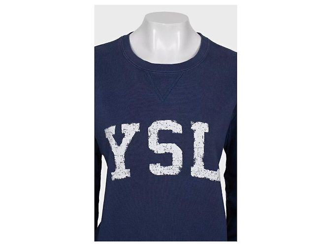 Saint Laurent Sweatshirt aus Baumwolle in Blau mit Logo - M gebraucht - Ansicht 4