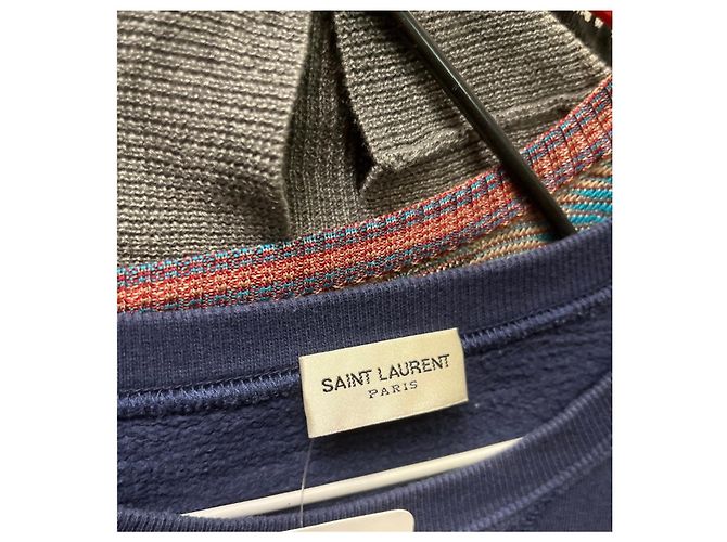Saint Laurent Sweatshirt aus Baumwolle in Blau mit Logo - M gebraucht - Ansicht 7