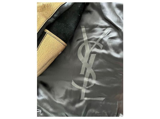Saint Laurent Borsa a mano Multi Pelle Oro e Scamosciato Nero D'oro - vista 10