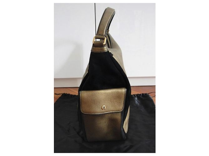 Saint Laurent Borsa a mano Multi Pelle Oro e Scamosciato Nero D'oro - vista 4
