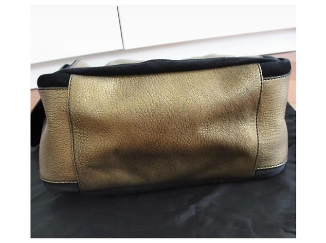 Saint Laurent Borsa a mano Multi Pelle Oro e Scamosciato Nero D'oro - vista 5