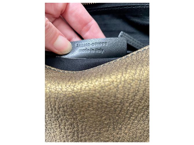 Saint Laurent Borsa a mano Multi Pelle Oro e Scamosciato Nero D'oro - vista 7