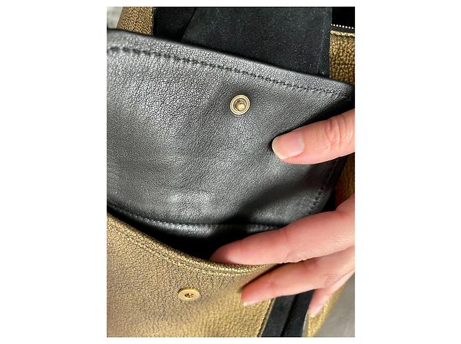 Saint Laurent Borsa a mano Multi Pelle Oro e Scamosciato Nero D'oro - vista 9