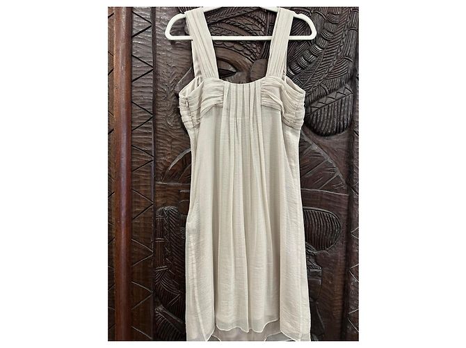 Autre Marque Vestido de verão curto em seda bege Un Deux Trois com pérolas - vista 4