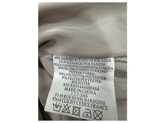 Autre Marque Vestido de verão curto em seda bege Un Deux Trois com pérolas - vista 8