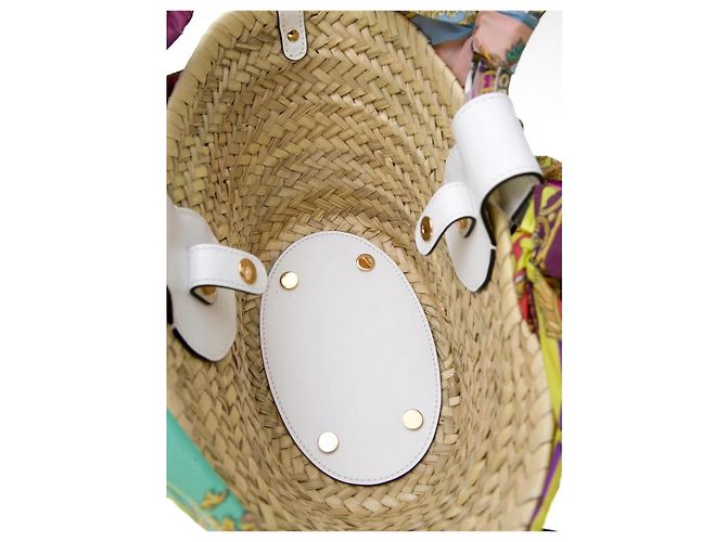 Versace La Medusa Borsa Piccola in Raffia e Seta Multicolore - vista 13