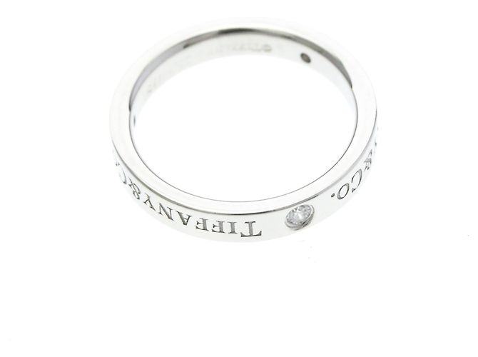 Tiffany & Co Tiffany Flat Band Ring mit 3 Diamanten Silber - Ansicht 9