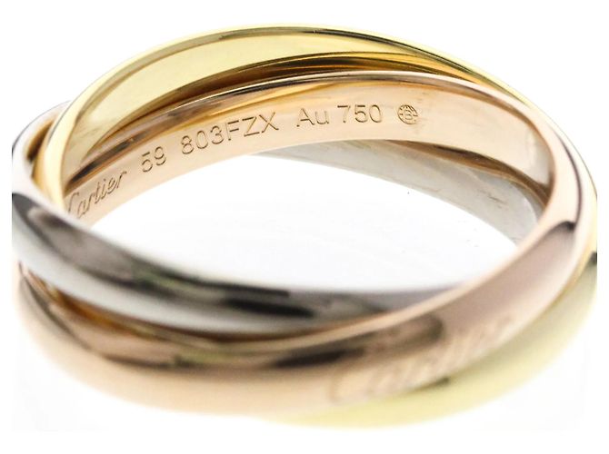 Anello Cartier Trinity 18K Oro Rosa Bianco e Giallo D'oro - vista 8