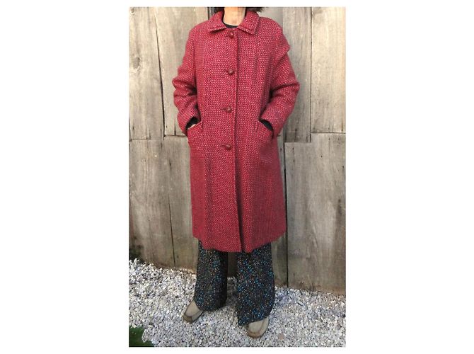Autre Marque Abrigo Harris Tweed de lana virgen escocesa Rosa Roja Gris - vista 2