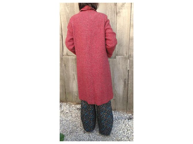Autre Marque Abrigo Harris Tweed de lana virgen escocesa Rosa Roja Gris - vista 3