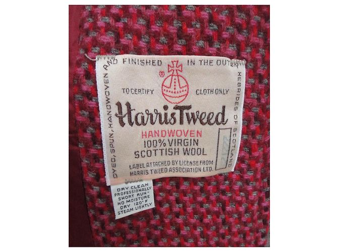 Autre Marque Abrigo Harris Tweed de lana virgen escocesa Rosa Roja Gris - vista 4
