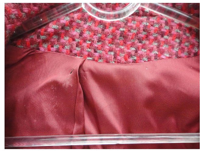 Autre Marque Abrigo Harris Tweed de lana virgen escocesa Rosa Roja Gris - vista 6